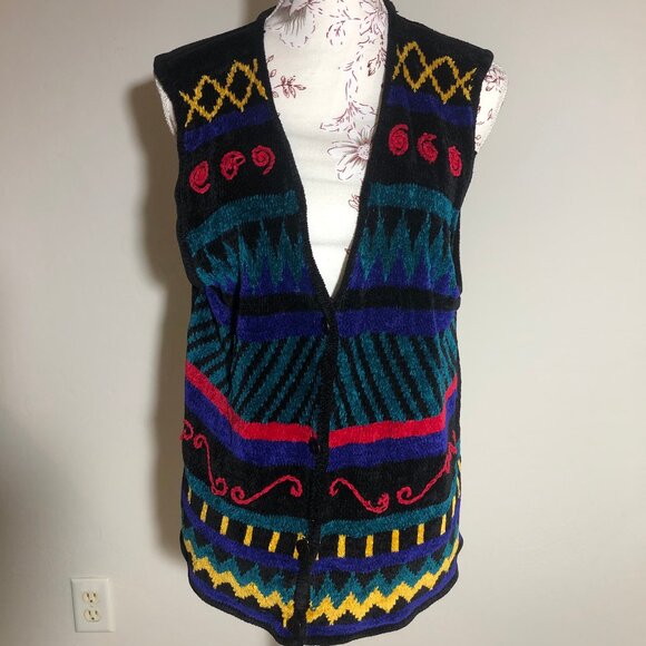 Vintage Norm Thompson Geometric Knit Vest (L) - Picture 4 of 8